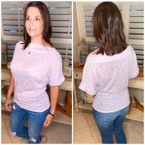 Gauzy Wide Boat Neck Dolman Rolled Sleeve Lavender 1920